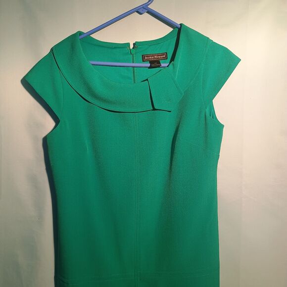Jessica Howard Green Sheath Dress Women’s Size: 12 P Cap Sleeve Cocktail - Picture 2 of 4